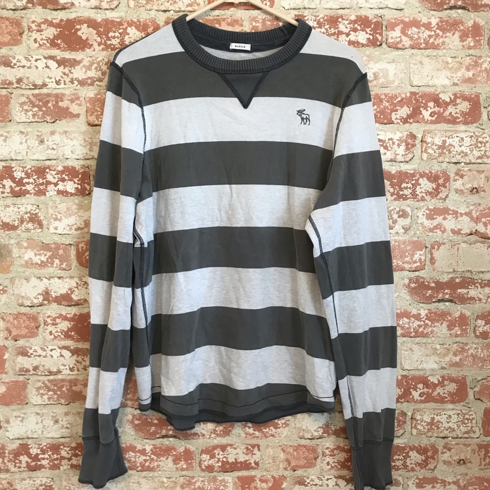 Abercrombie & Fitch Green and White Stripe Sweater